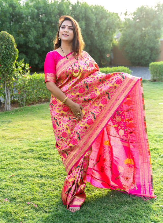 Woven Design Zari Pure Silk Paithani Saree