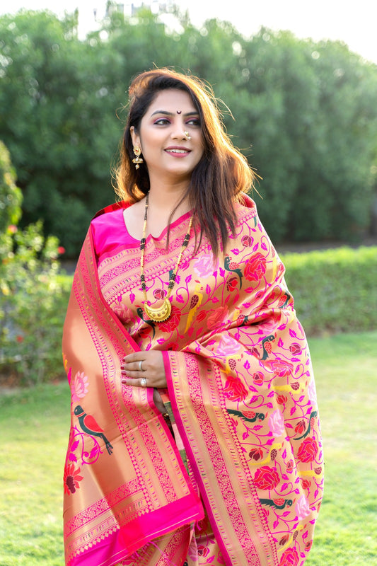 Woven Design Zari Pure Silk Paithani Saree