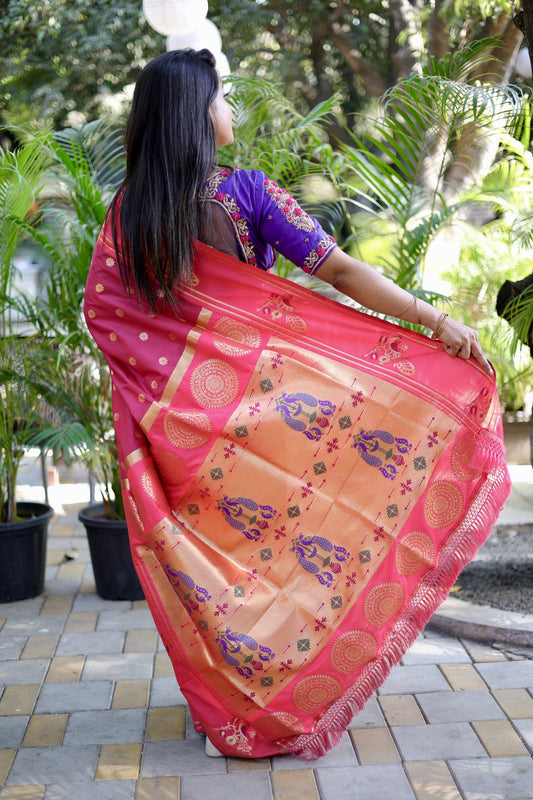 Woven Design Zari Pure Silk Designer Paithani Sarees - Green