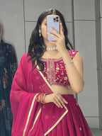 Embellished Semi Stitched Lehenga Choli (Pink)