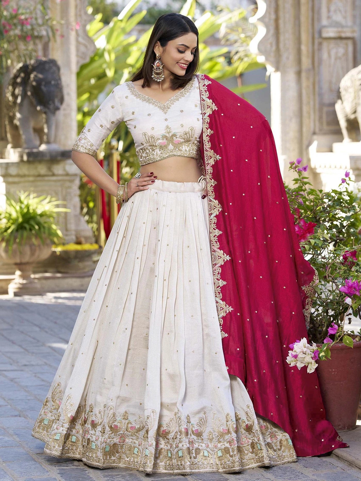 White Tyohaar Lehenga Suit
