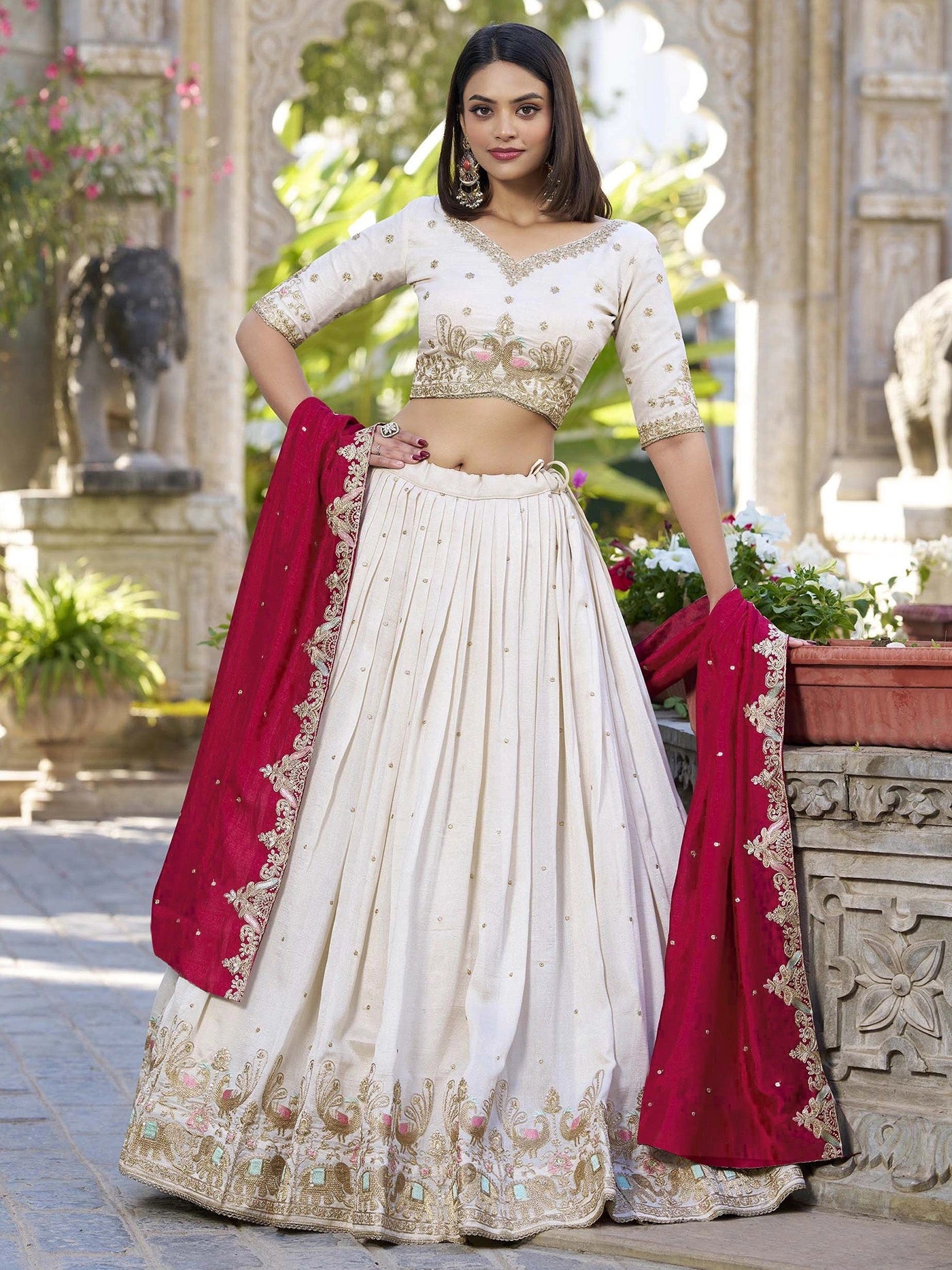 White Tyohaar Lehenga Suit