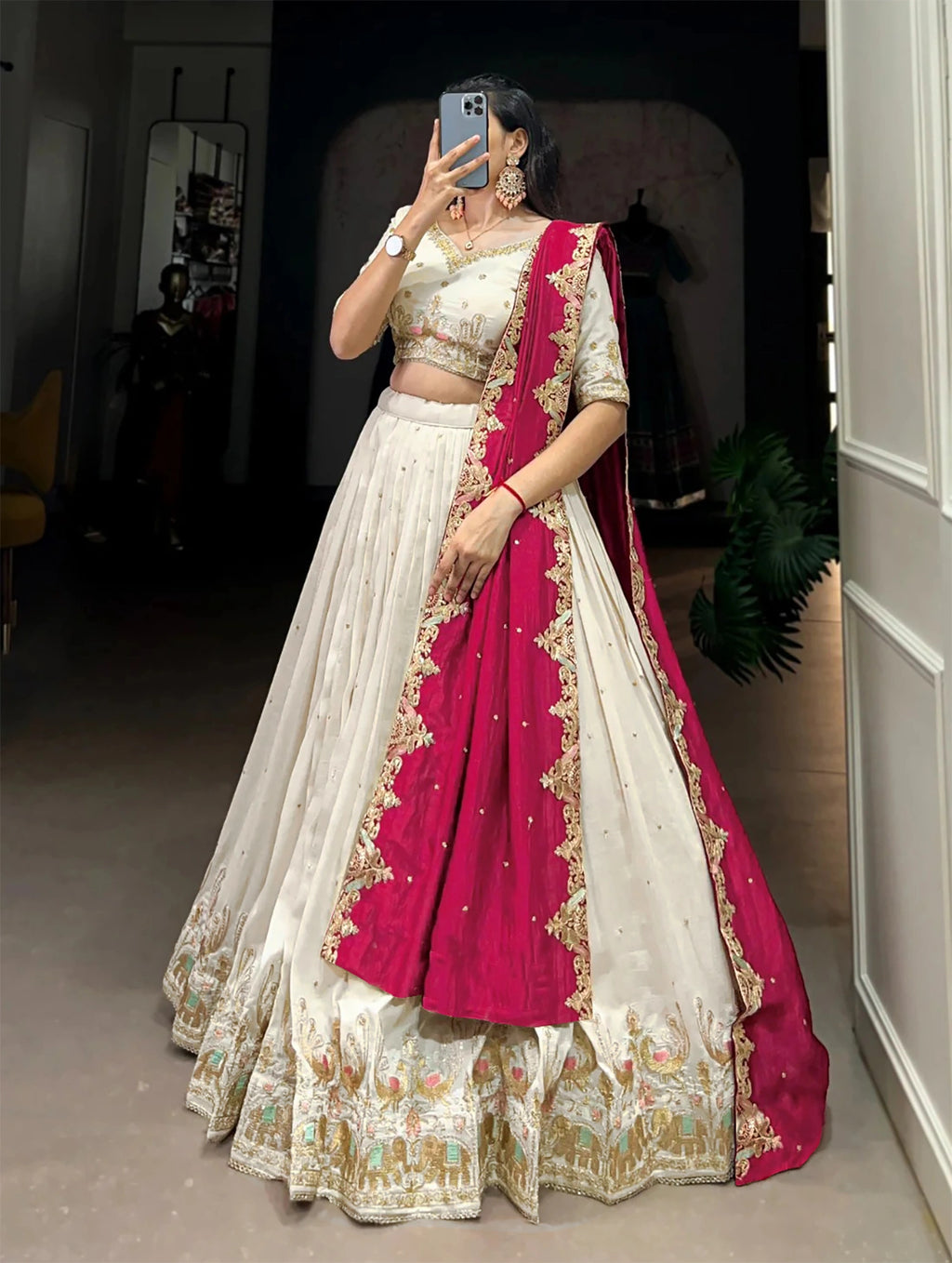 White Tyohaar Lehenga Suit
