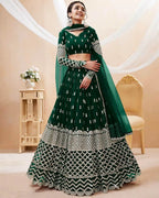 Embroidered Semi Stitched Lehenga Choli Dupatta Set