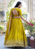 Embellished Semi Stitched Lehenga Choli (Mustard)