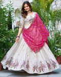 Embellished Semi Stitched Lehenga Choli (White)