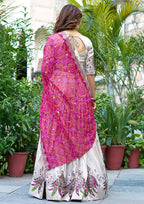 Embellished Semi Stitched Lehenga Choli (White)