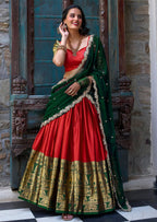 Embellished Semi Stitched Lehenga Choli (Red)