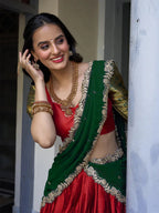 Embellished Semi Stitched Lehenga Choli (Red)