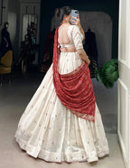 Embellished Semi Stitched Lehenga Choli (Off white)
