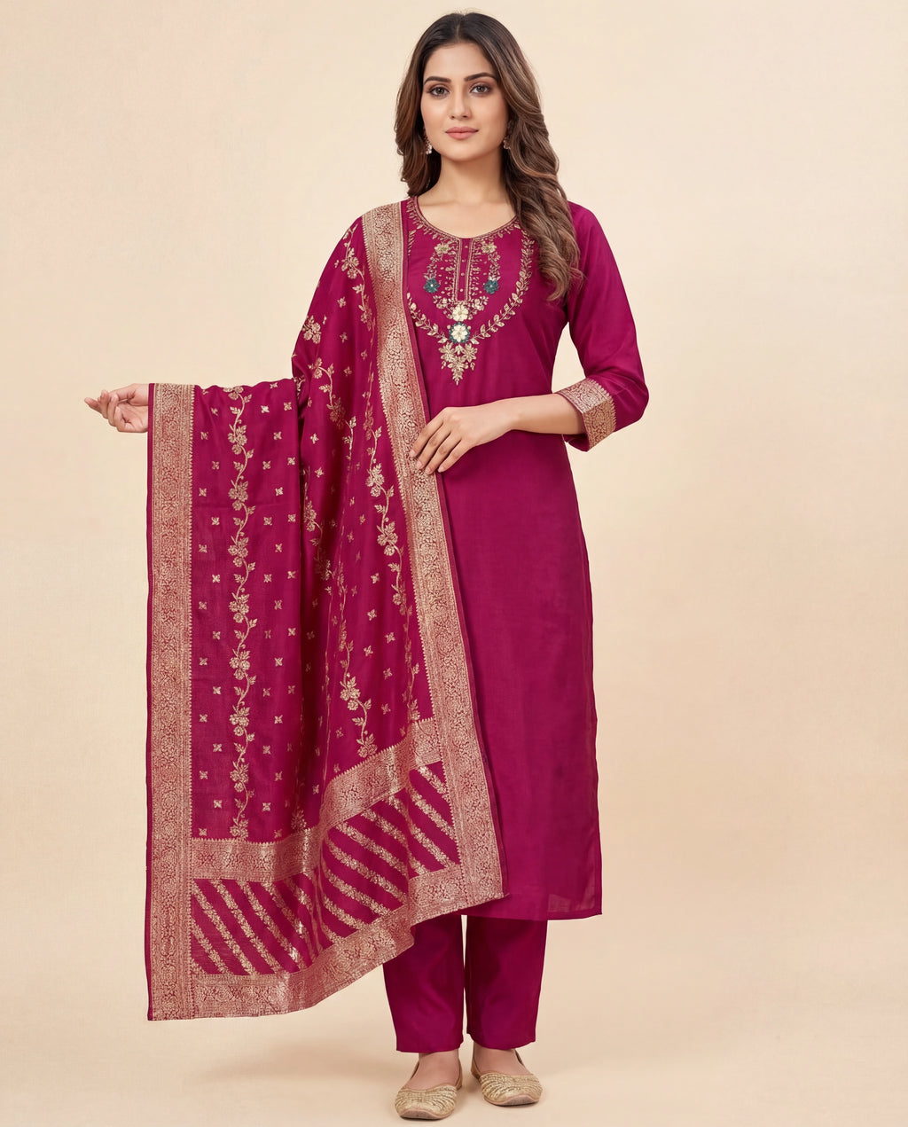Pink Pushkar Roman Silk Lehenga Choli Set with Beads & Stones Embroidery for Women