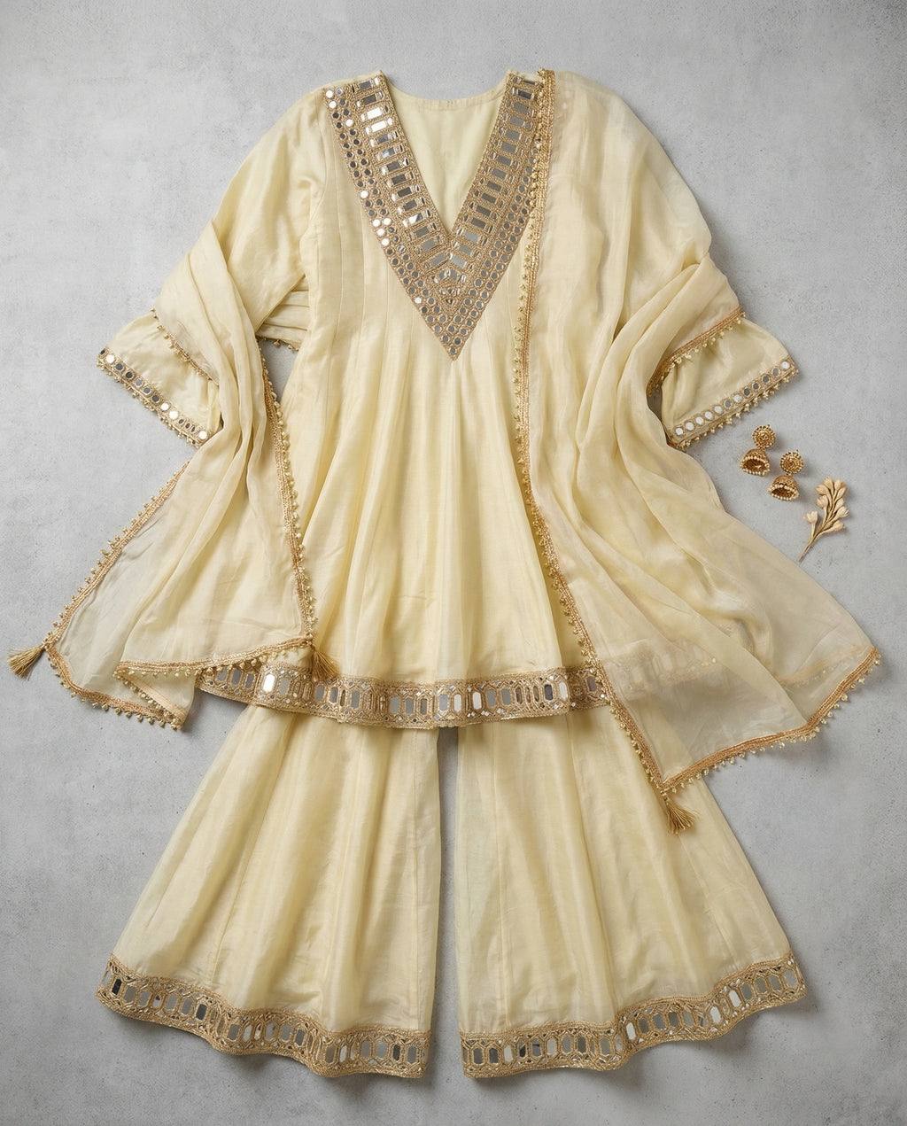Women’s French Crepe Kurta Palazzo Set