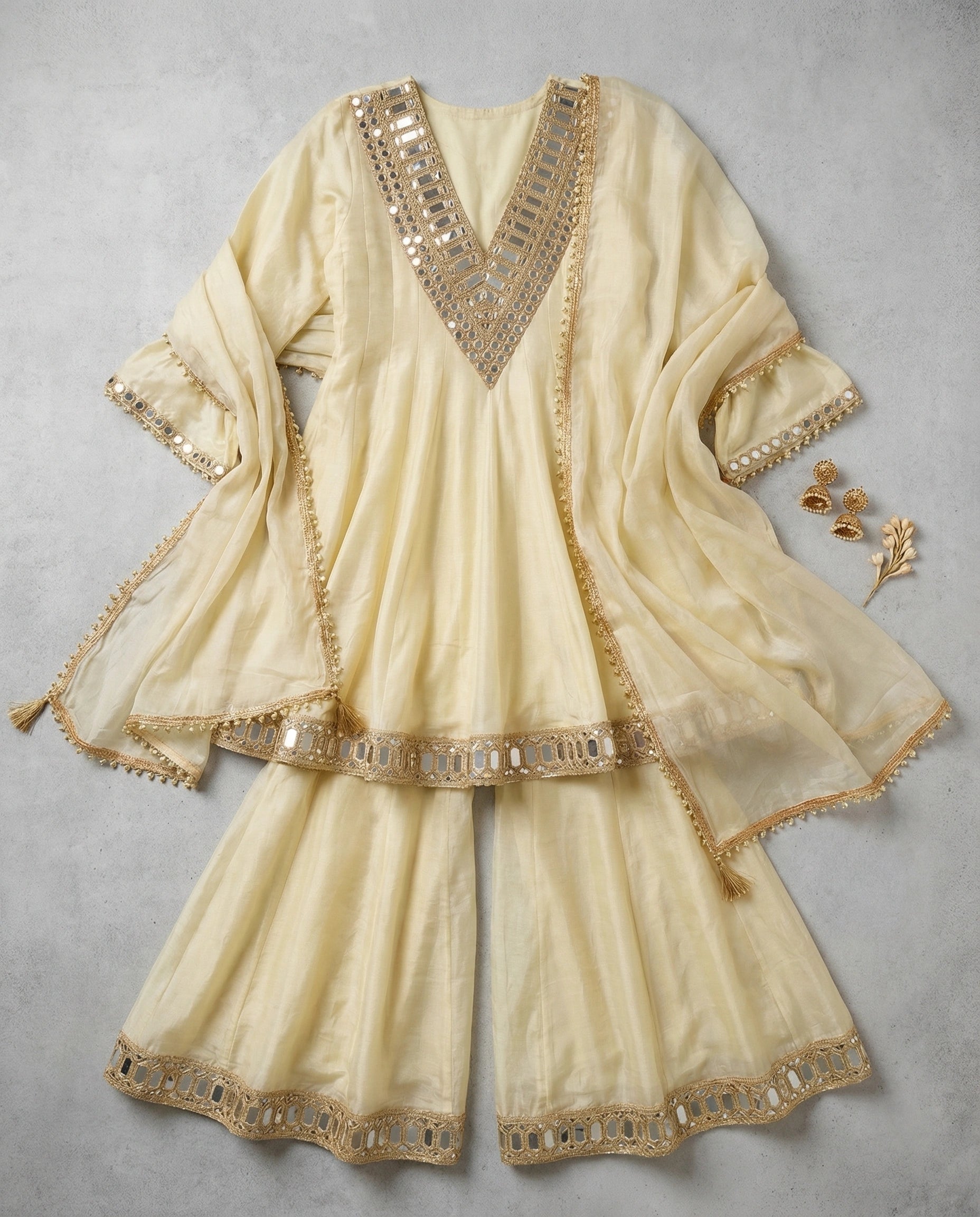 Women’s French Crepe Kurta Palazzo Set