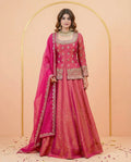 Pink Pushkar Roman Silk Lehenga Choli Set with Beads & Stones Embroidery for Women
