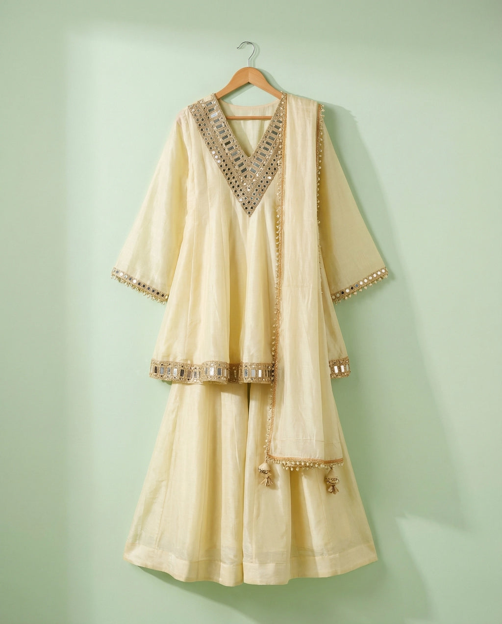 Women’s French Crepe Kurta Palazzo Set