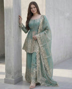 Women Fandy Silk Kurta Palazzo Dupatta Set
