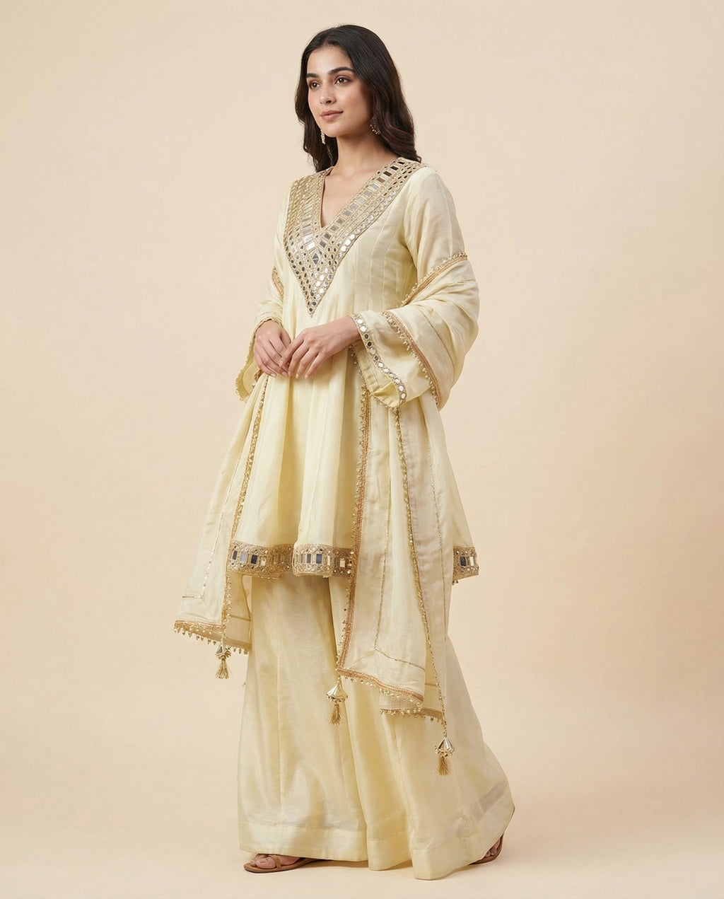Women’s French Crepe Kurta Palazzo Set