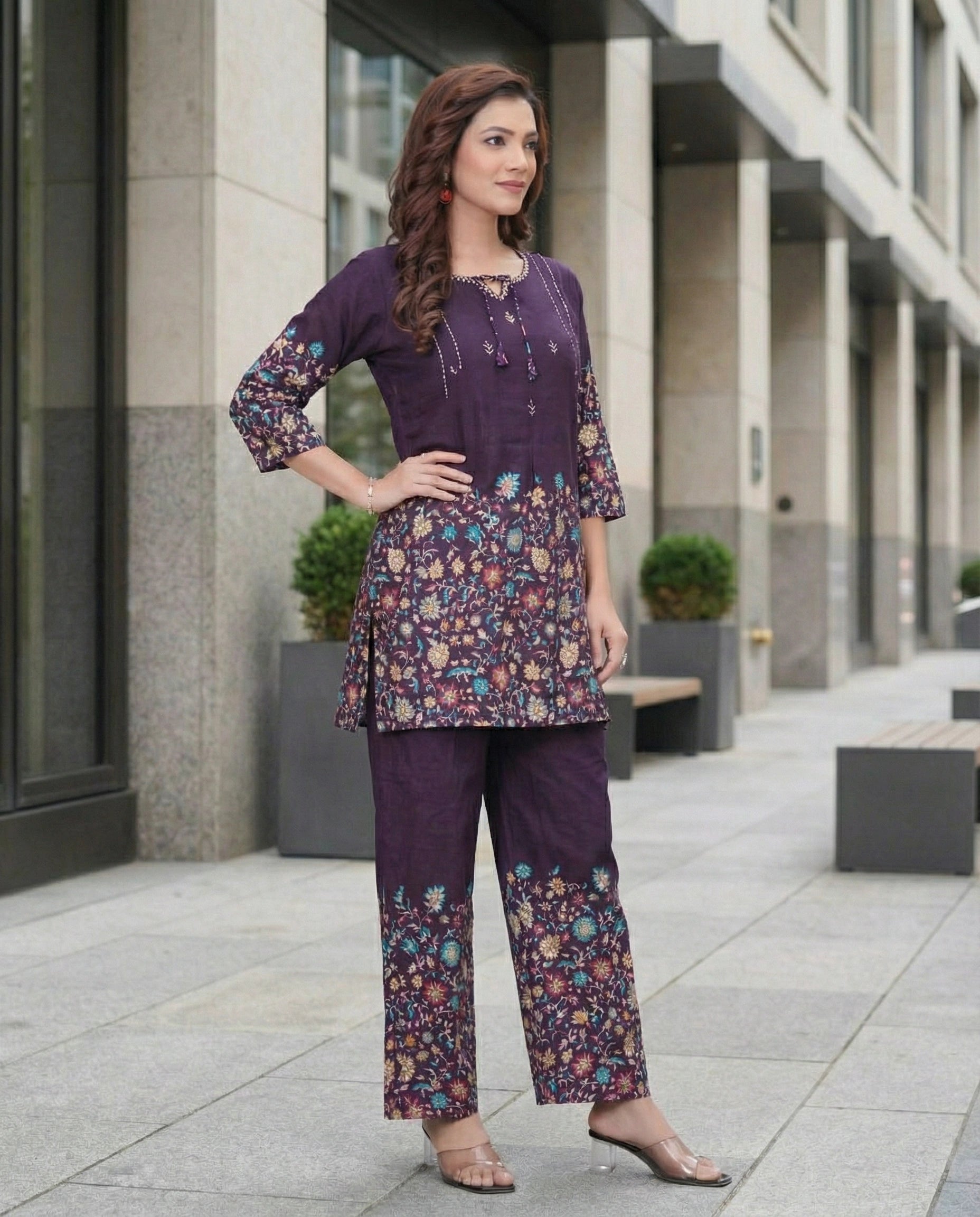 Women Pure Cotton Co-Ord Set (Top & Pant) – Stylish Printed Designer Outfit