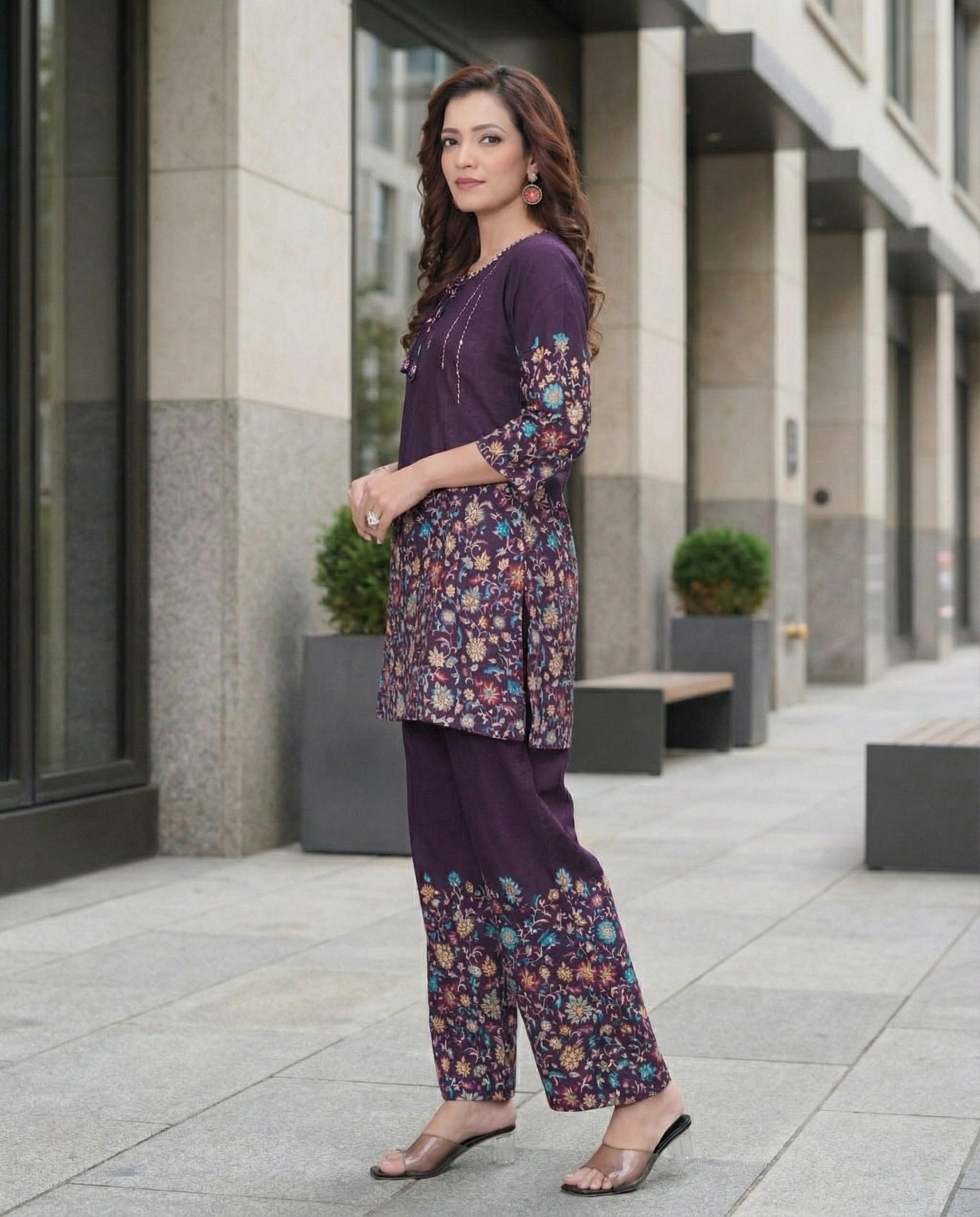 Women Pure Cotton Co-Ord Set (Top & Pant) – Stylish Printed Designer Outfit